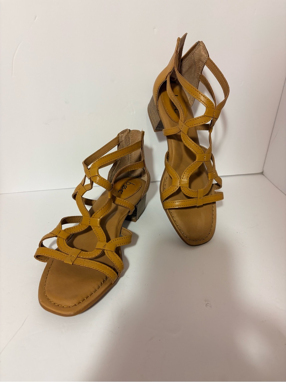 boc Mustard Strappy Block Heel Sandals